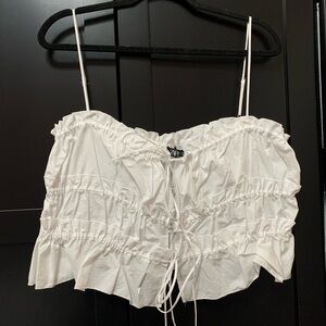 Zara White Ruffled top cotton cool summer spring NWT coquette girl